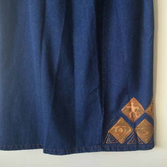 Vintage Front Button Full Length Denim Maxi Skirt - Picture 14 of 15